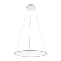 Deko-Light pendant luminaire round IP40, transparent, traffic white dimmable