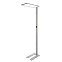 LED floor lamp OFFICE ONE TRANSPARENT, Up / Down, 55W 4000K 6200lm 689cd 150° / 150°, touch dimmable, silver / transparent