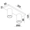 ceiling luminaire CAN TILT SQUARE 30.5CM 2 flames, square, cardanic swivelling GU10 IP20, white