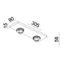 ceiling luminaire CAN TILT SQUARE BASE 30.5CM MIX'N MATCH 1/3 2 flames, square, without shade, cardanic swivelling GU10 IP20
