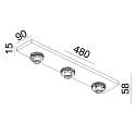 ceiling luminaire CAN TILT SQUARE BASE 48CM MIX'N MATCH 1/3 3 flames, square, without shade, cardanic swivelling GU10 IP20