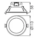 Recessed LED ceiling luminaire ACRUX 90, 9W 3000 / 4000 / 6000K 760lm 90°, dimmable, matt white