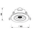recessed spotlight SURTUR TILT 83 DTW swivelling, Dim-To-Warm IP20/IP44, white dimmable