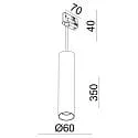 3-phase pendant luminaire CAN 350 down, cylindrical, long GU10 IP20, white