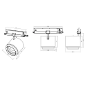 Deko-Light 3-phase spot FOCARIS DALI DALI controllable, UGR < 19, focusable, cardanic IP20, deep black dimmable