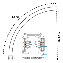 Deko-Light 3-phase surface-mounted track D LINE / DALI CURVED 90° / RADIUS 1M right, 6-pole, graphite black