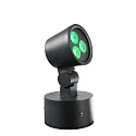 Outdoor LED spot 8W RGBW, IP65, 24V DC, RGB + 3000K 389lm 20°, die-cast aluminum, black grey