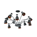 Faro pendant luminaire RETRO 12 flames E14 IP20, copper, black matt 
