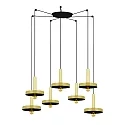 pendant luminaire WHIZZ 7 flames E27 IP20, gold, black 