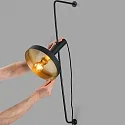 Faro wall luminaire WHIZZ E27 IP20, gold, black matt 