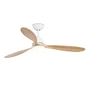 Faro Ceiling fan POROS L with remote control IP20, white matt, pine