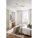 Faro Ceiling fan POROS L with remote control IP20, white matt, pine