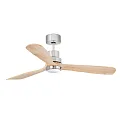 Ceiling fan LANTAU L with remote control IP20, nickel matt, pine