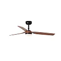 Faro Ceiling fan PUNT M with remote control IP20, black matt, walnut