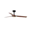 Faro Ceiling fan PUNT M with remote control IP20, black matt, walnut