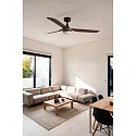 Faro Ceiling fan PUNT M with remote control IP20, black matt, walnut
