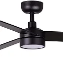 Faro Ceiling fan RUDDER S with remote control IP20, black matt, walnut