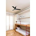 Faro Ceiling fan RUDDER S with remote control IP20, black matt, walnut