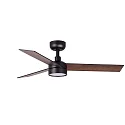 Ceiling fan RUDDER 3 S with remote control IP20, black matt, walnut