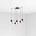 pendant luminaire KOMBO 5 flames E27 IP20, beige, black matt 