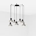 pendant luminaire KOMBO 7 flames E27 IP20, grey, black matt 