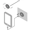 USB double socket 24Vdc, sek. 5V, 1x2.1A / 2x1.05A, max. 15W, stainless steel look, incl. adaptor ring, inox look