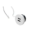 USB double socket 24Vdc, sek. 5V, 1x2.1A / 2x1.05A, max. 15W, stainless steel look, incl. adaptor ring, white