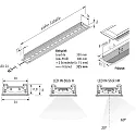 Flat recessed LED luminaire LED IN-Stick HR for milled groove, IP44, asymmetrical, clear cover, 83cm, 20W 4000K 100°, CRI> 95