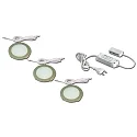 3pc. set of LED panel luminaire FR 68-LED, round, incl. transformer LED 24 / 15W, 4W 4000K 270lm 110°, inox look