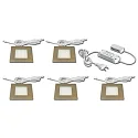 5pc. set of recessed LED luminaire FQ 68-LED, angular, incl. LED transformer LED 24 / 30W, 4W 4000K, inox look