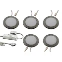 LED Recessed luminaire FAR 58, 5er Set, 5x 3W, 4000K, IP20, brushed stainless steel