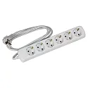 Socket, 6-fold, 3G1,5mm², 1,5m connection cable, white