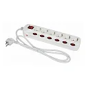 HEITRONIC Table socket 6-fold, can be switched off individually and in total, IP20, white