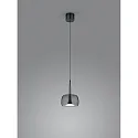Helestra pendant luminaire FLUTE 1 flame IP20, satined, black chrome dimmable