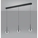Helestra pendant luminaire FLUTE 3 flames IP20, satined, black chrome dimmable