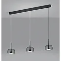 Helestra pendant luminaire FLUTE 3 flames IP20, satined, black chrome dimmable
