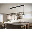 Helestra pendant luminaire FLUTE 3 flames IP20, satined, black chrome dimmable