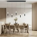 Helestra pendant luminaire LIDOS 5 flames, direct / indirect IP20, black chrome dimmable