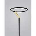 Helestra floor lamp ELARA with cord dimmer, ring shape IP20, gold, black matt dimmable