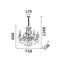 Ideal Lux Chandelier GIOCONDA SP8, 8 flames, E14, silver