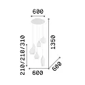 Ideal Lux Pendant luminaire SOFT SP6, 6 flames, G9, 40W, white