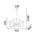 Ideal Lux Pendant luminaire BON BON, 8 flames, E14, white / opal shade