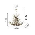 Ideal Lux Chandelier CHALET SP12, 12 flames, E14, beige