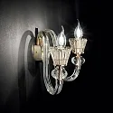 Ideal Lux Wall luminaire STRAUSS, 2 flames, E14, rose gold / clear glass / amber chrystal glass
