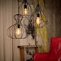 Pendant luminaire AMPOLLA 3, DIAMOND long, shade Ø 30cm / H 42cm, E27, adjustable height, black