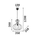 Pendant luminaire AMPOLLA 1, SLIM FIT, shade Ø 35cm / H 38cm, E27, adjustable height, black