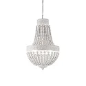 wood-Chandelier MONET, 6 flames Ø 50cm, E14, with punched decor, white