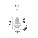 Ideal Lux wood-Chandelier MONET, 6 flames Ø 50cm, E14, with punched decor, white