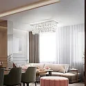Ceiling luminaire MARTINEZ, 8 flames, lenght 103cm, E14, gold / chrystal glass