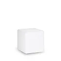 Outdoor floor luminaire LUNA, IP44, E27, cable with plug and earth spike, 30cm cube, opal